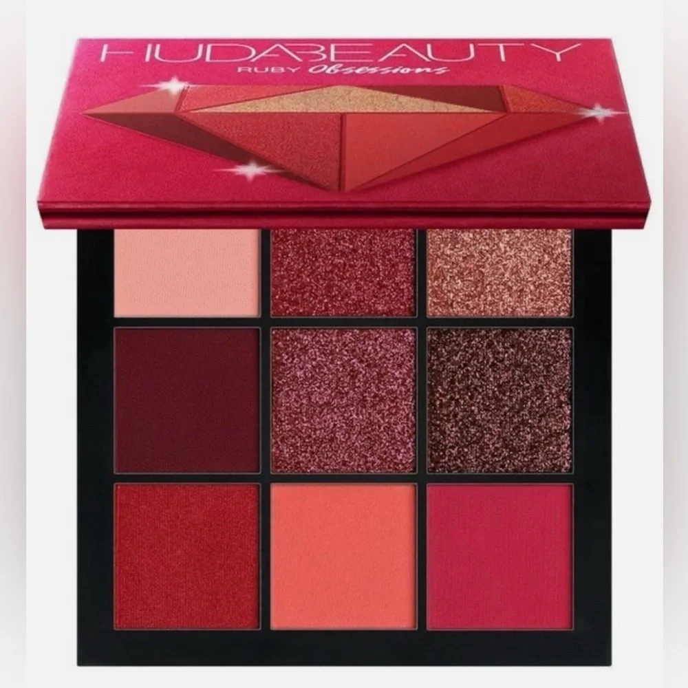 HUDA BEAUTY Ruby Obsessions Eyeshadow Palette 9 Shades Colors Eye Makeup New​​​​